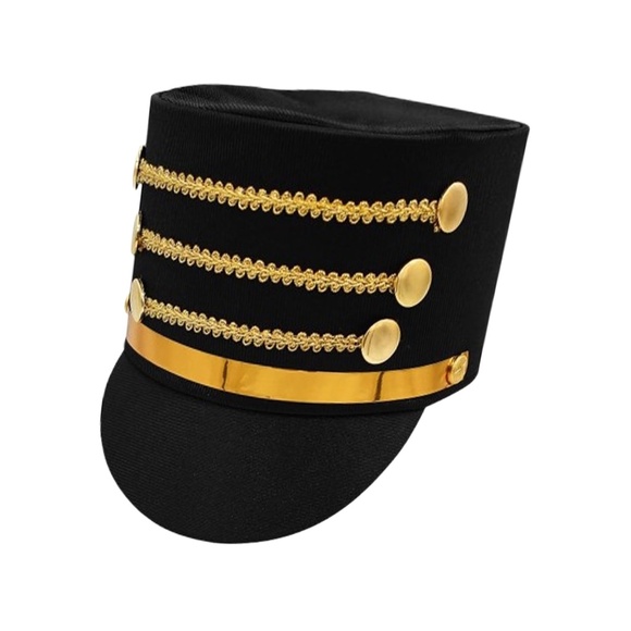 Source Unknown Other - Adult Black with Gold Trim Military Style Hat, One-Size